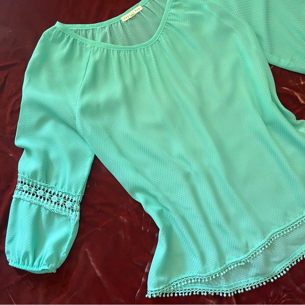 2/$15💖Dillard’s Copper Key Mint Green 3/4 Sleeve Blouse